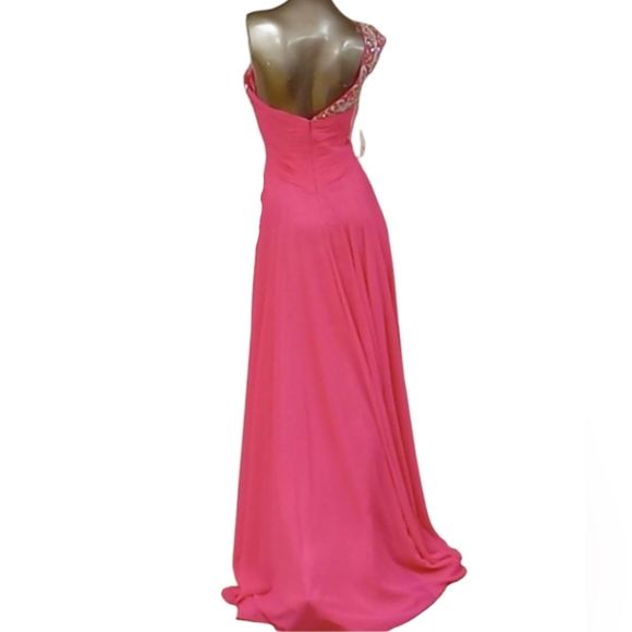 Studio 17 Shocking Pink One Shoulder Paisley Beaded Gown - Picture 8 of 14